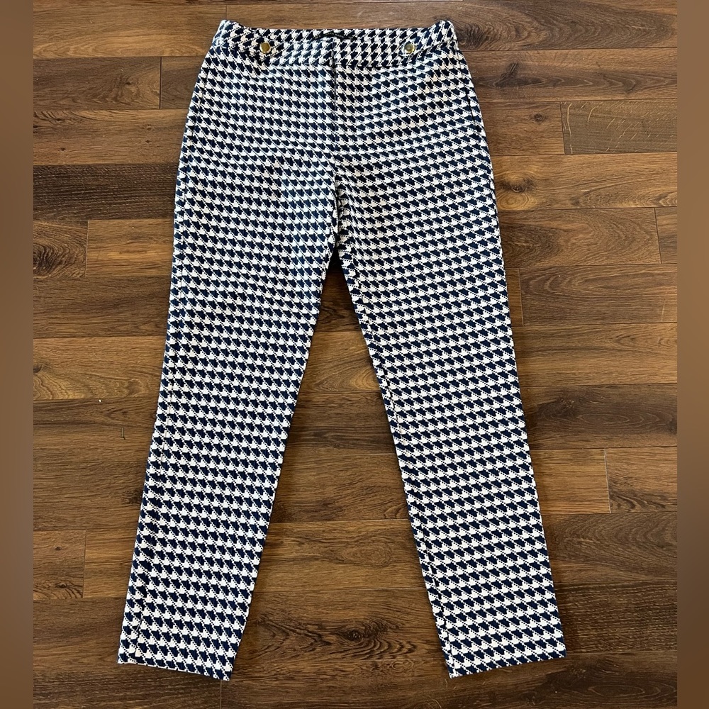 Zara Blue & White Checkered Cropped Pants